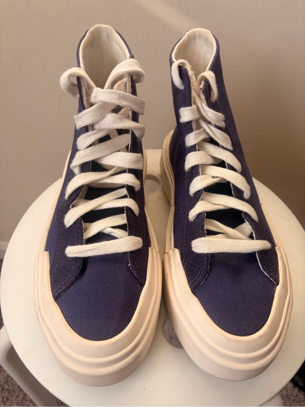 Converse High Top Sneakers in Navy and Cream